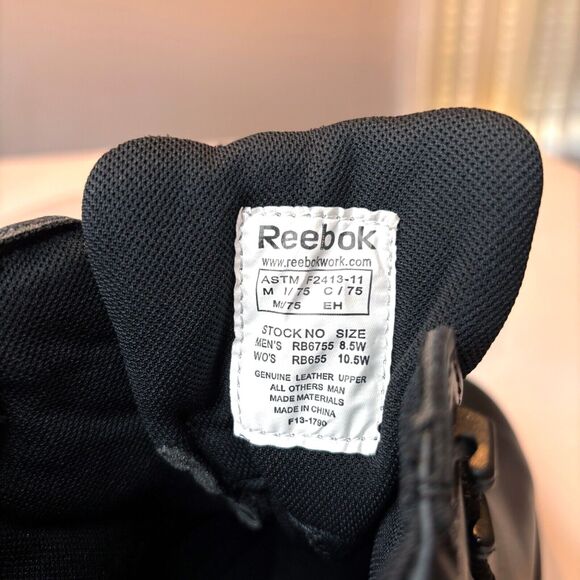 New Reebok Unisex Black Leather Work Boots Trainex Size Men\'s 8.5 Wmn\'s 10.5 main image 10